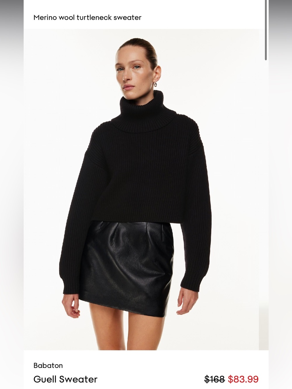 Babaton Black Merino Wool Turtleneck Sweater